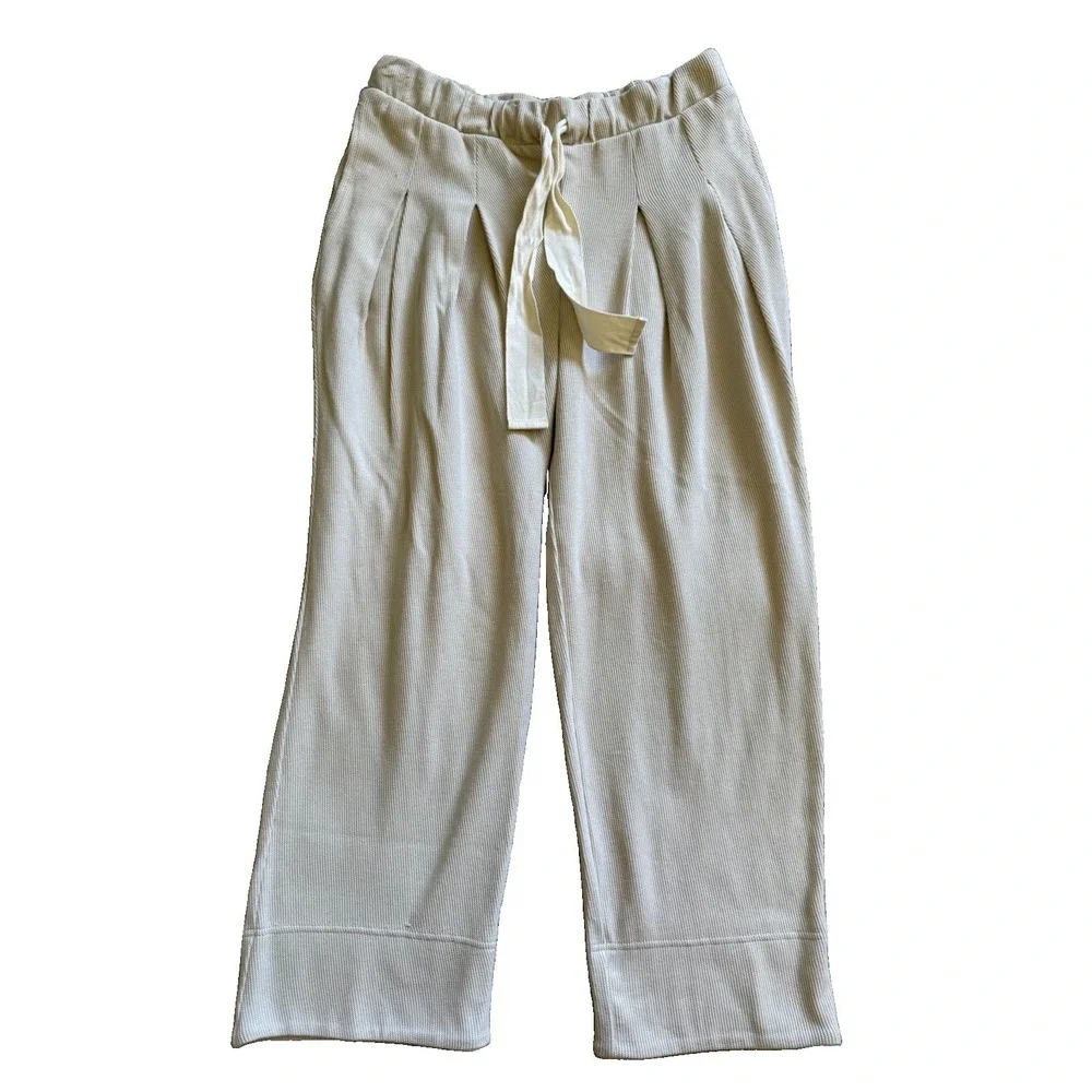 Free People Beach High Waisted Wide Leg Pants Beige Size Medium